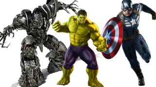 #Трансформеры МЕГАТРОН vs ХАЛК Капитан Америка и Железный Человек Супергерои Видео для детей Игрушки